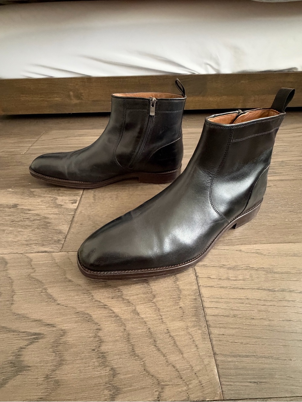 Johnston & Murphy Black Leather Side Zip Dress Boots – Men’s 11.5 M